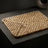 Woven Rattan Rectangular Mat – Natural, 42 × 32 cm