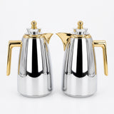 Fursan Vacuum Flask Set, 2 × 1 Litre, Silver with Gold Accents