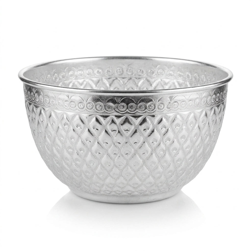 Diamonds Aluminium Mixing Bowl 18 cm – Silver Embossed Design