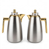 Fursan Vacuum Flask Set, 2 × 1 Litre, Matt Nickel with Gold