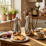 Elena Vacuum Flask Set, 0.7 + 1 Litre, Silver with Wood-Finish