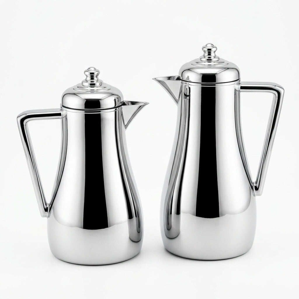 Elena Vacuum Flask Set, 0.7 + 1 Litre, Silver