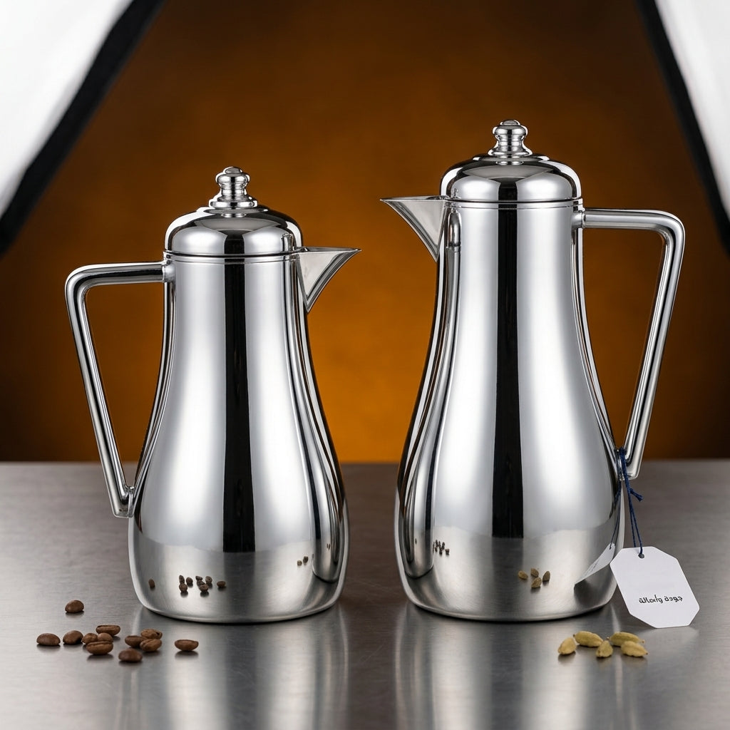 Elena Vacuum Flask Set, 0.7 + 1 Litre, Silver