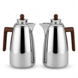 Fursan Vacuum Flask Set, 2 × 1 Litre, Silver with Dark Wood
