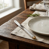 Stainless Steel Dinner Knife Set of 6 – 23cm Silver & Gold Accent