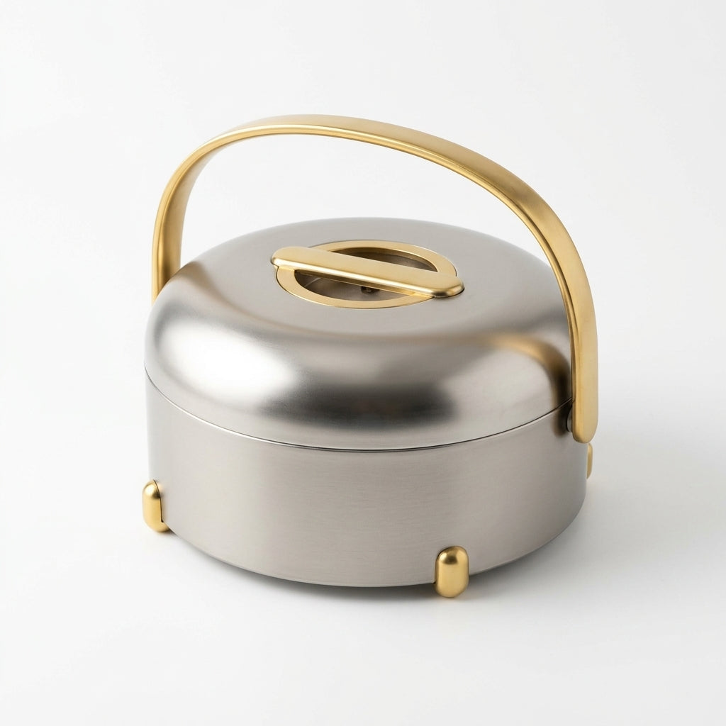 Almarjan 3-Piece Hot Pot Set – 2.5, 3.5 & 4.5 Litres – Matt Nickel with Matt Gold