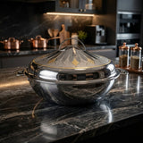 Pradeep Saniyah Stainless Steel Hotpot 25 cm – Silver with Gold Accent