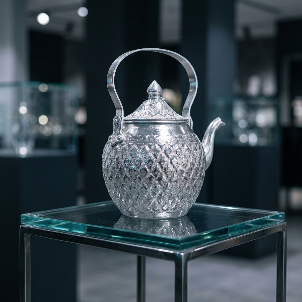 غلاية شاي ألومنيوم "دايموندز" 600 مل - تصميم فضي بارز