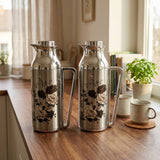 Mahra Stainless Steel Vacuum Flask 1L + 1L Set – Floral Edition (Set of 2)