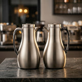 Athba Vacuum Flask Set 1+1 Litre – Matte Nickel with Marble-Effect Handles, 2 Pieces