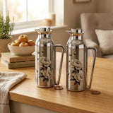 Mahra Stainless Steel Vacuum Flask Set 1L + 1L – Floral Edition (Set of 2)