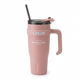 Sitarayuri Vacuum Mug with Handle & Straw Pink - 1100ml 