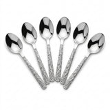 Stainless Steel Spoon Set of 6 - 20.5cm Silver Textured Handle