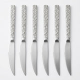 Stainless Steel Knife Set of 6 - 23cm Silver Textured Handle