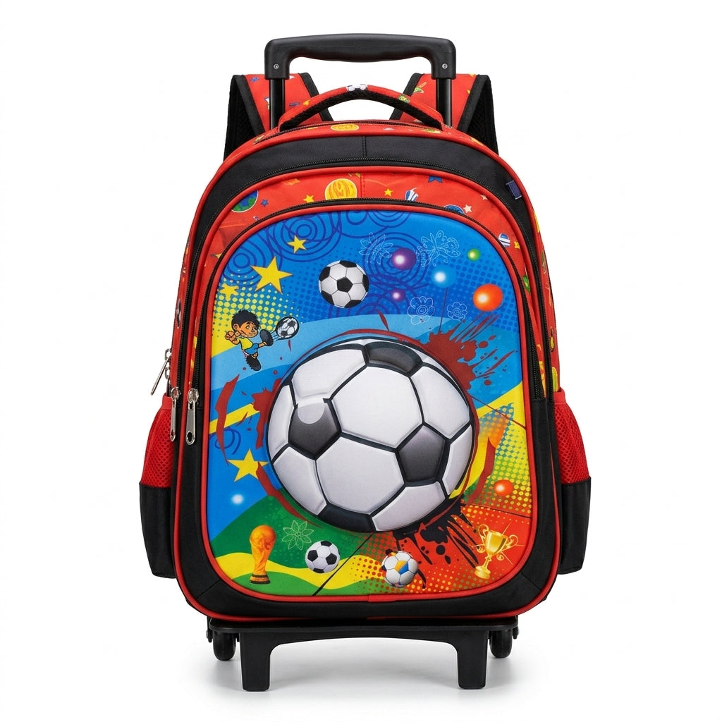 Kanari 3-Piece Football Trolley School Bag Set – 16 Inch – Trolley Bag + Lunch Bag + Pencil Pouch
