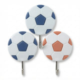 AO YI JIA Football Design Adhesive Hooks, Assorted Color, 3-Piece Pack