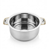 Pradeep Orchid Stainless Steel Hot Pot 5 Litres – Silver with Gold Accent