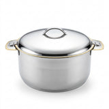 Pradeep Orchid Stainless Steel Hot Pot 5 Litres – Silver with Gold Accent