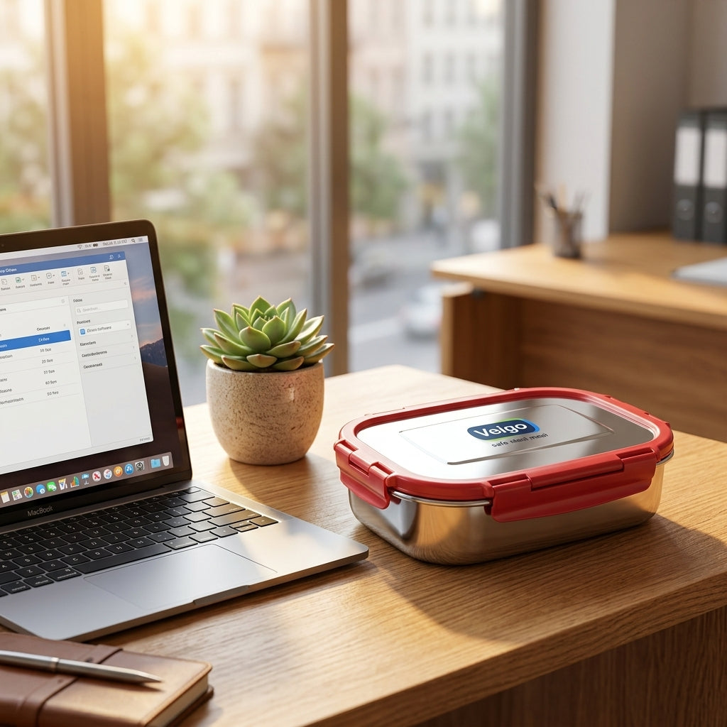Veigo Stainless Steel Airtight Lunch Box – Red, 775ml