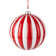  Striped Plastic Christmas Ball Hanging Decoration Red & White – 10cm