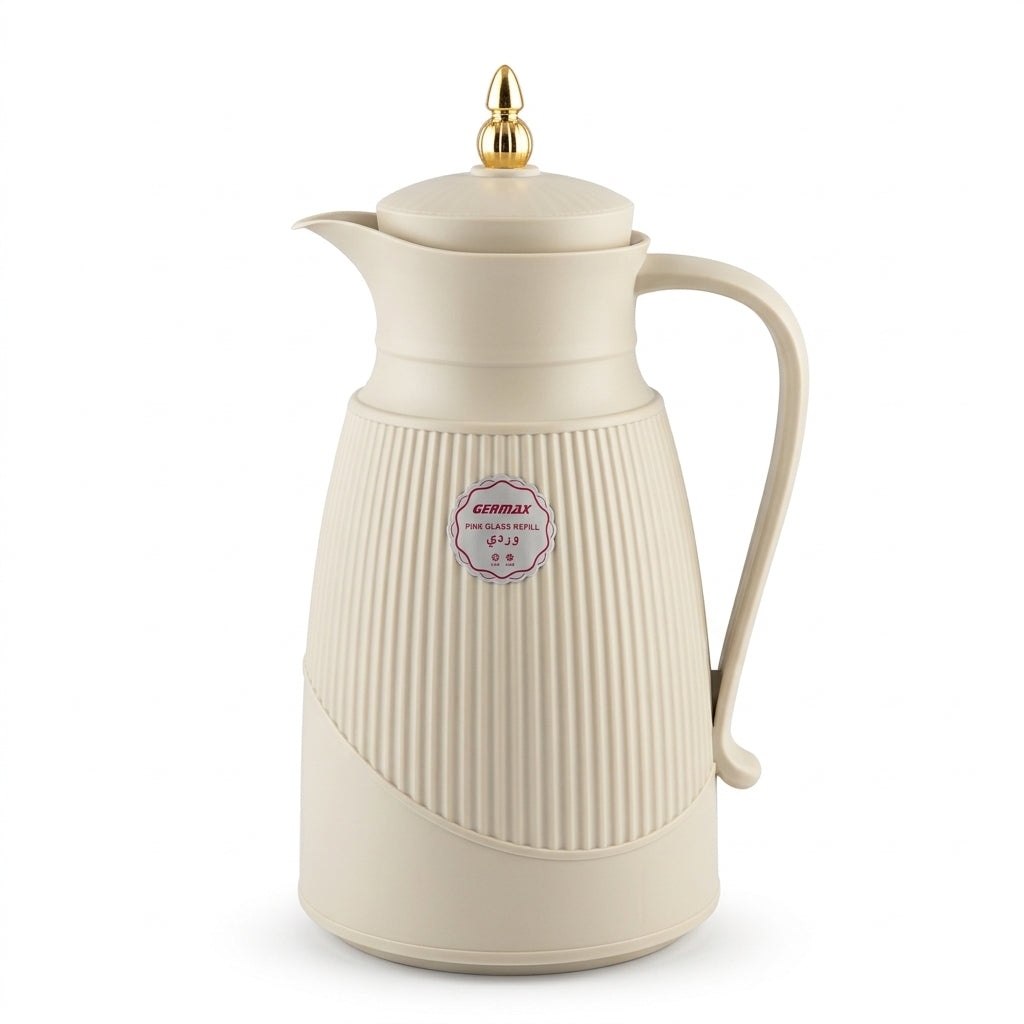 Germax Vacuum Flask 1 Litre – Light Gray with Arabic Calligraphy
