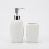 White Ceramic Soap/Lotion Dispenser & Tumbler Set