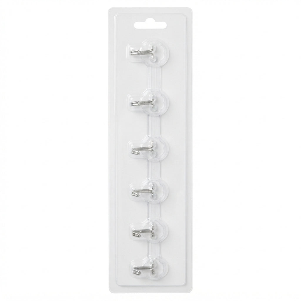 Chevo Transparent Wall Hooks with Silver-Tone Hooks – 6 Pieces