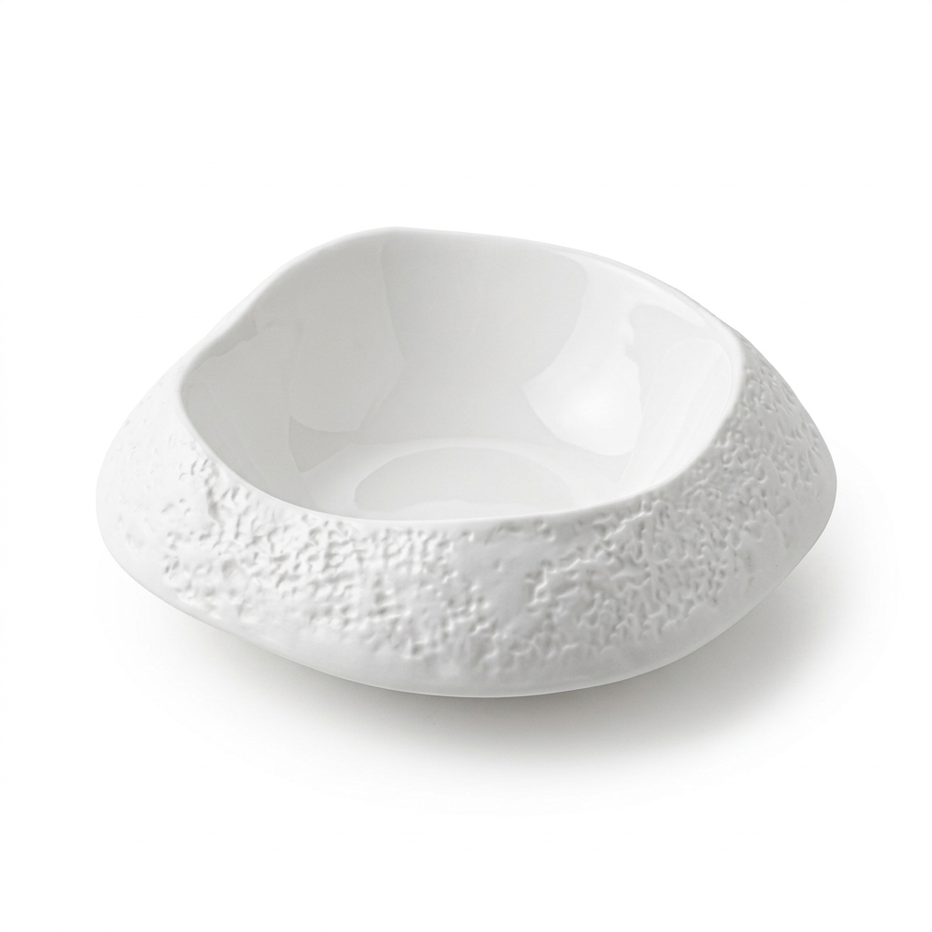 Textured Ceramic Bowl White – 12cm