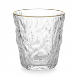 Textured Glass Tumbler with Gold Rim 250 ml – Clear & Gold

