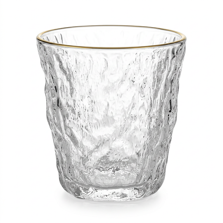 Textured Glass Tumbler with Gold Rim 250 ml – Clear & Gold

