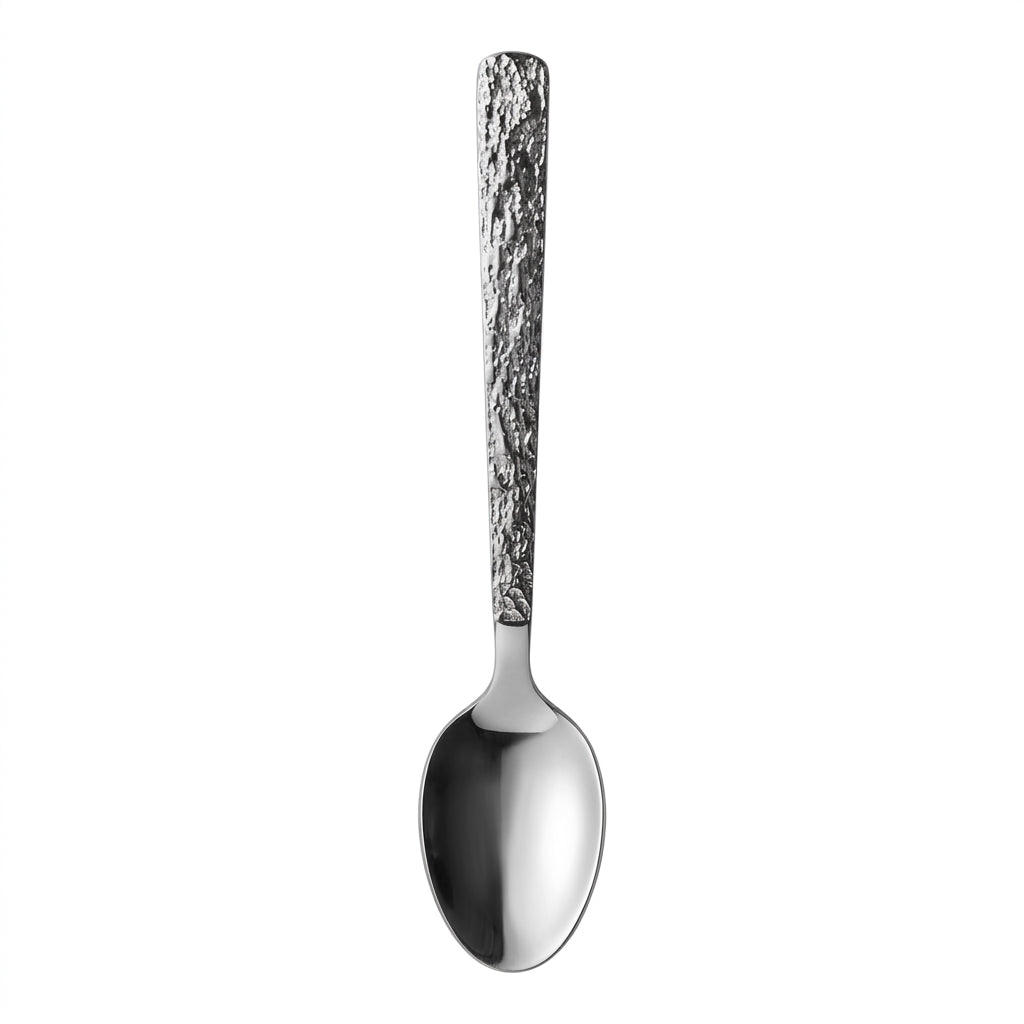 Stainless Steel Spoon Set of 6 - 15cm Silver Textured Handle