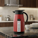 Borosil Insulated Stainless Steel Vacuum Flask Carafe, 1000 ml,  Matt Red with Black