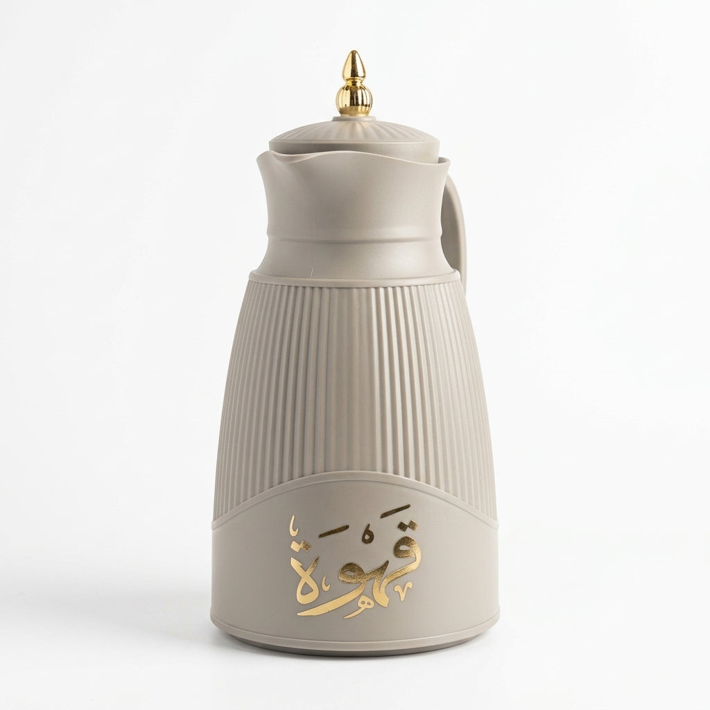 Germax Vacuum Flask 1 Litre – Dark Gray with Arabic Calligraphy