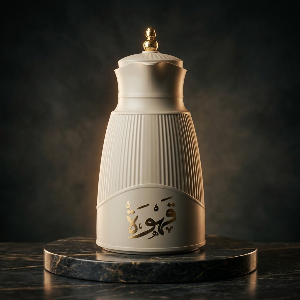Germax Vacuum Flask 1 Litre – Light Gray with Arabic Calligraphy