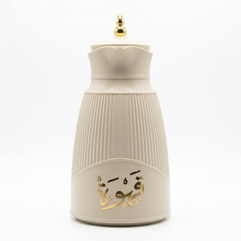 Germax Vacuum Flask 1 Litre – Light Gray with Arabic Calligraphy