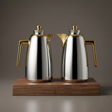 Fursan Vacuum Flask Set, 2 × 1 Litre, Silver with Gold Accents