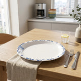 Henlee White & Blue Melamine Round Serving Tray - 10 Inch