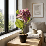 Pink & Purple Artificial Flower Plant with Black Plastic Pot - 45 cm