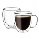 Blackstone Double-Wall Glass Tumbler Cups with Handles, 250 ml, Set of 2