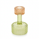 Two-Tone Crystal Candle Holder 10 cm – Light Green & Amber

