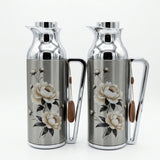 Mahra Stainless Steel Vacuum Flask Set 1L + 1L – Floral Edition (Set of 2)