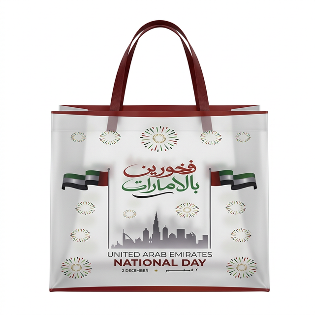 UAE National Day Plastic Gift Bag with Handles - 25×32cm