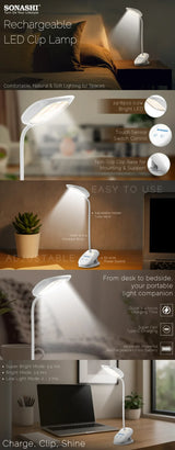 Sonashi Rechargeable LED Clip Lamp