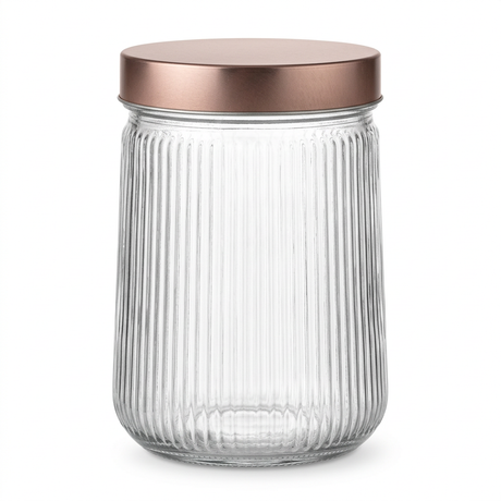 Velvet Ribbed Glass Jar with Metal Lid - 900ml