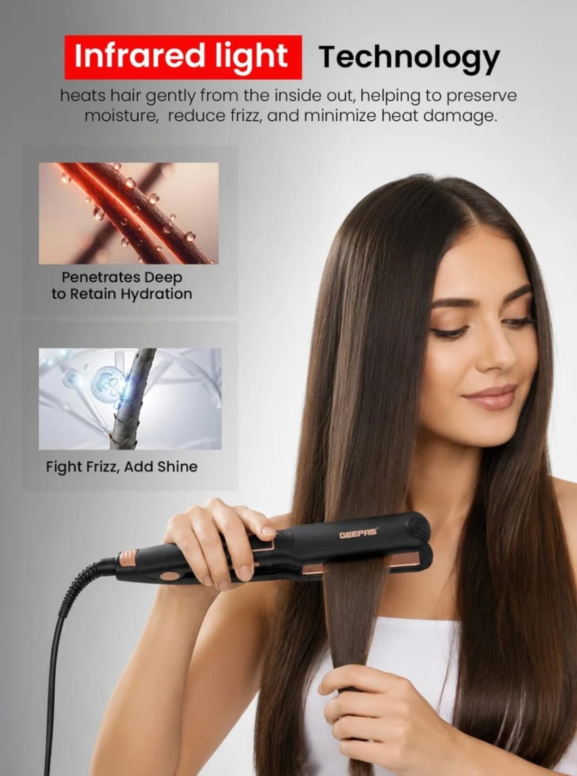 GEEPAS Digital Infrared Hair Straightener GHS86100