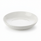 White Ceramic Round Serving Platter with Embossed Detail – 14 Inch


