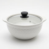 White Ceramic Bowl with Lid & Side Handles – 1.5 Litres