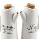 Ceramic Oil & Vinegar Bottle Set with Bamboo Tray