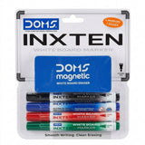 DOMS INXTEN Whiteboard Marker Set with Magnetic Eraser – 4 Colors + 1 Eraser