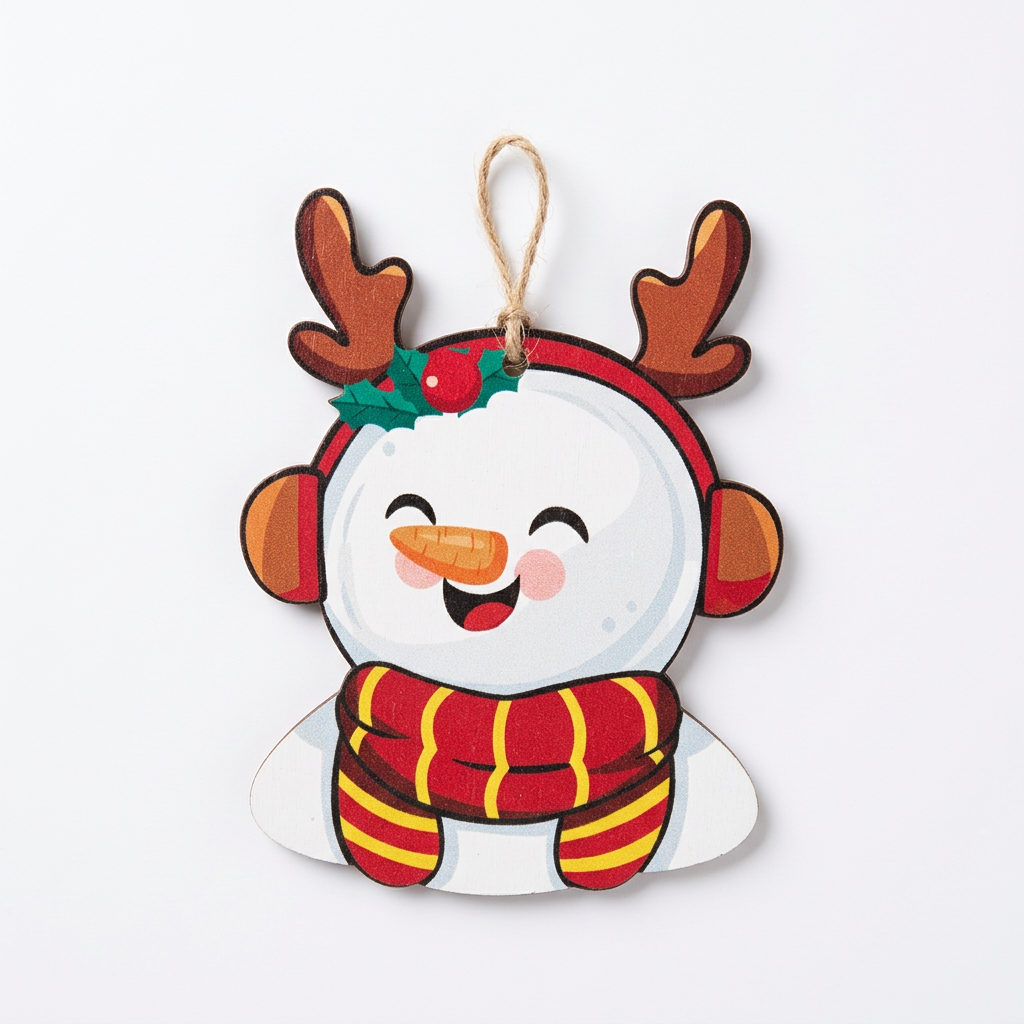 Wooden Christmas Snowman Décor - 10cm